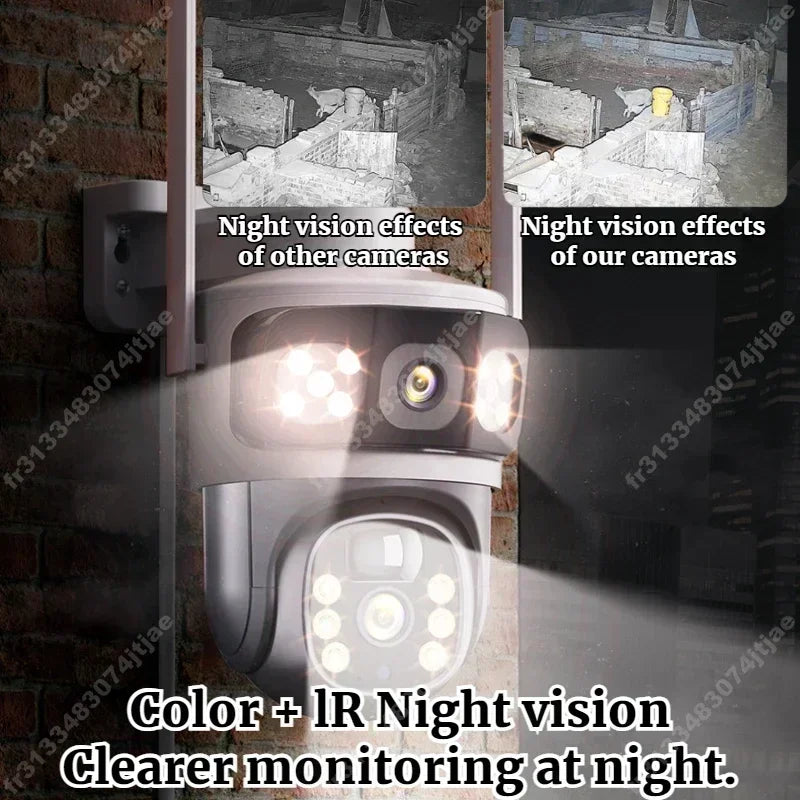 4K 8MP 4G Dual Lens Solar Camera Free 256G Memory Gift Dual Screens Tracking Outdoor WIFI Security CCTV Surveillance IP Camera