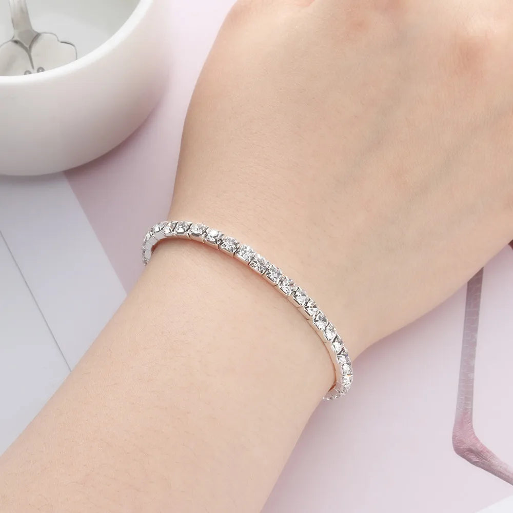Shiny Woman Bracelet Crystal Rhinestone Stretch Bracelet Bangle Wristband Elastic Wedding Bridal Jewelry Fashion Jewelry