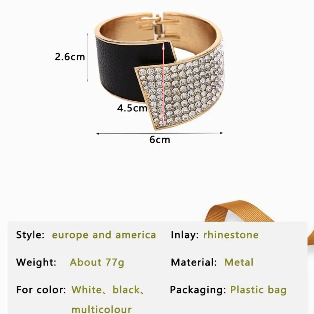Fashion Rhinestones Cuff Bracelets Bangles Female Wedding Charm Bracelet for Women Jewelry Gift Shiny Crystal Wide Bangles