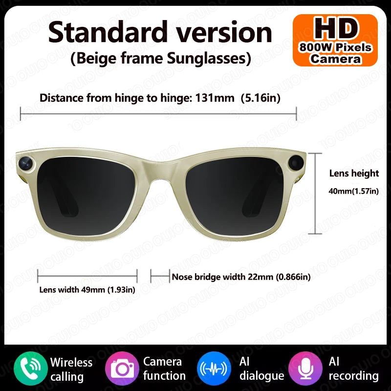 800W HD Camera Smart Glasses 1080P HD Video Recording Wi-Fi Transmission AI Voice 32GB Memory Used While Charging Smart Glasses