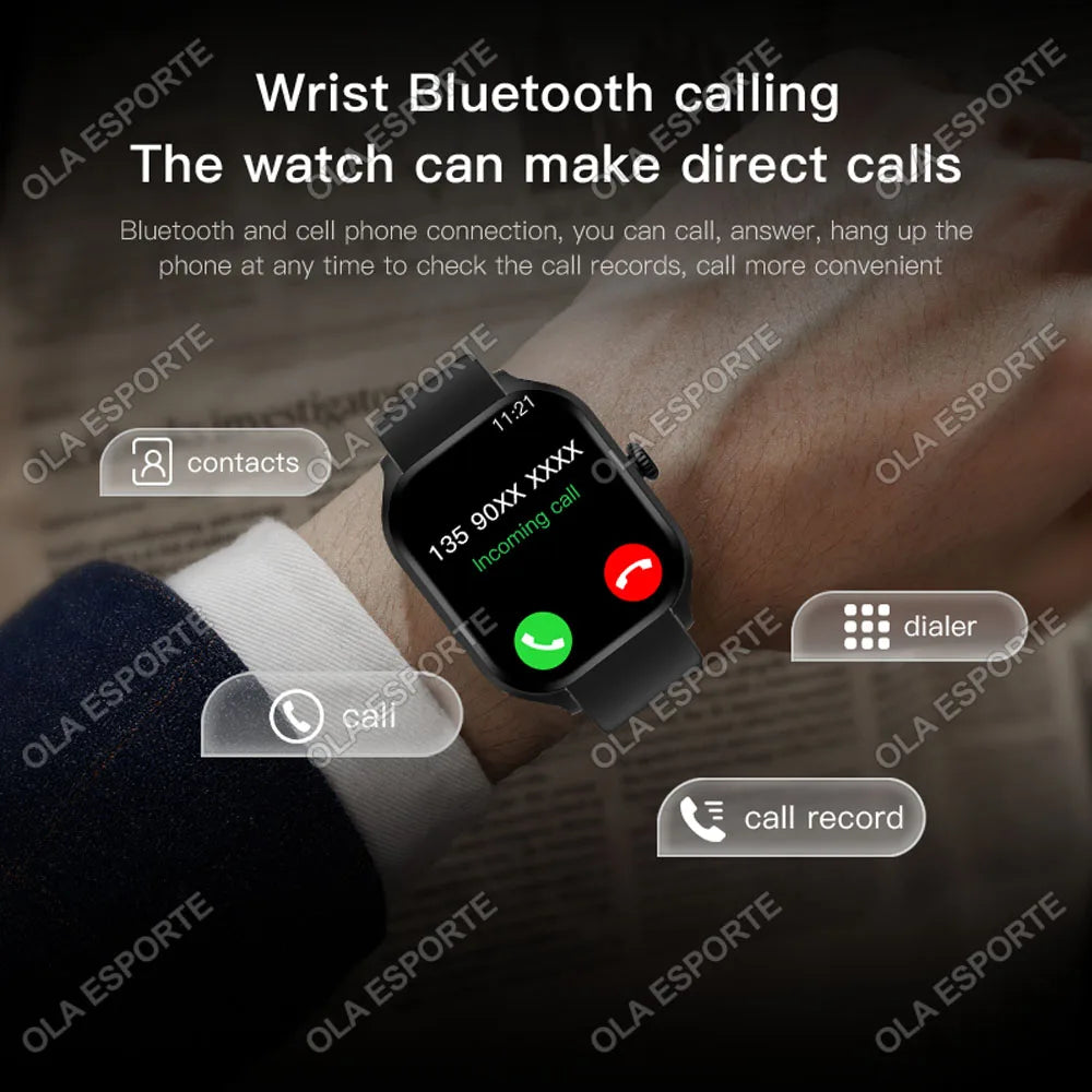 Smart Watch Men 2.01 Inch AMOLED Screen Waterproof Multiple Sport Mode Fitness HD Bluetooth Calls Smartwatch Men Women Bracelet