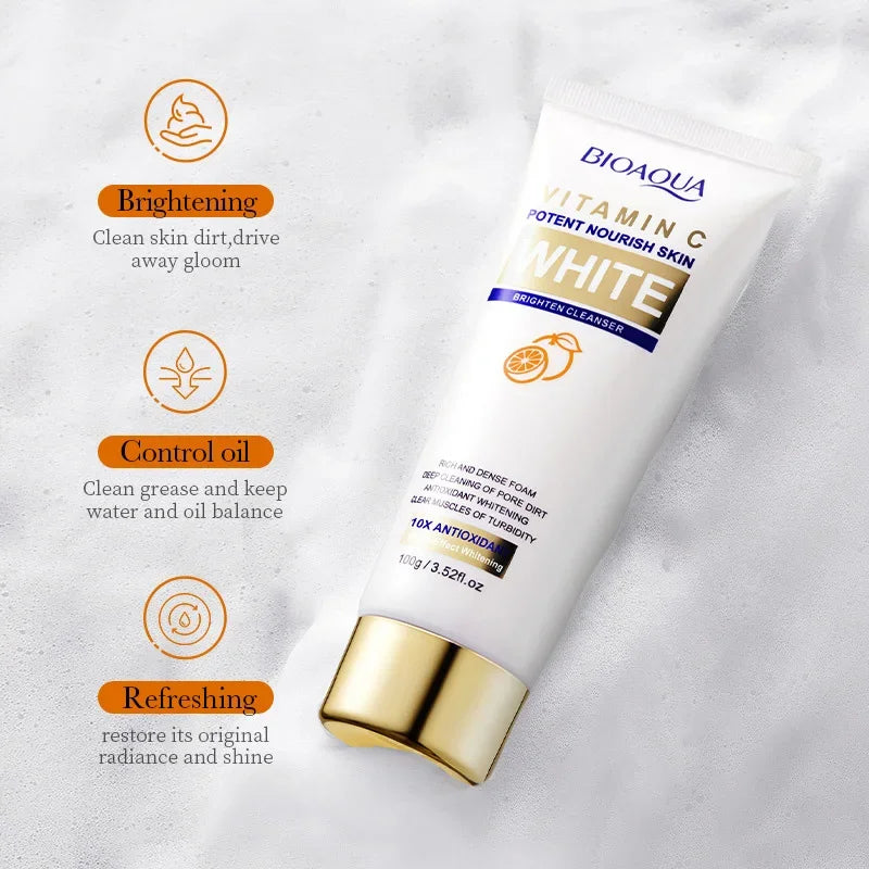 BIOAQUA Moisturizing Cleanser Vitamin C Brightening Whiten Keep Water Oil Balance Hydrating Face Cleanser Daily Skin Care