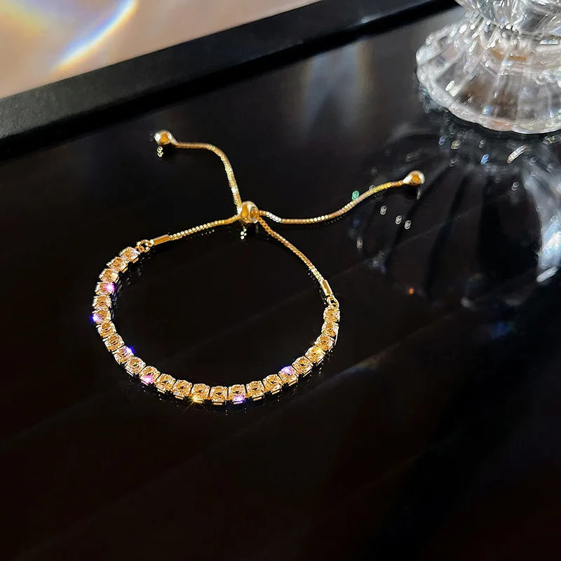 Shiny Transparent White Thin Crystal Bracelet For Women Simple Refracted Colorful Light Stretch Bracelet 2022 Jewelry Party Gift