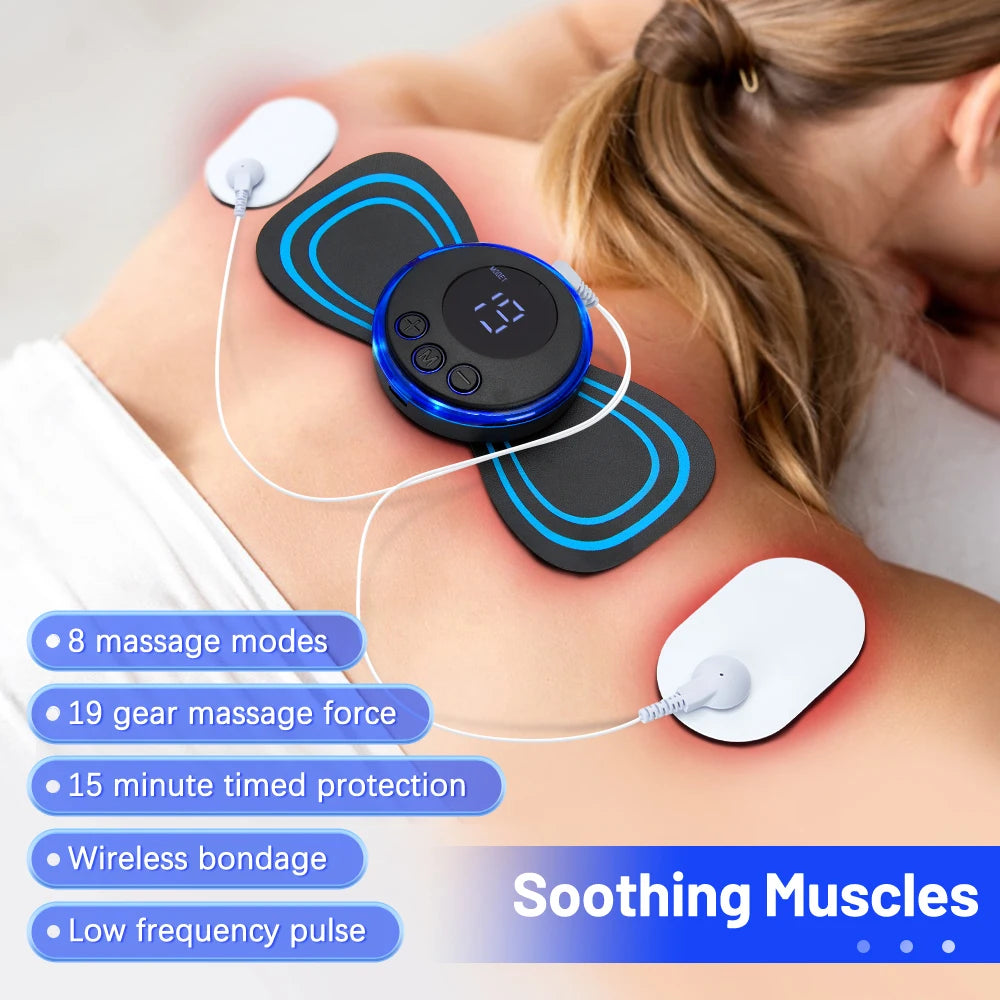 EMS Neck Massager Electric Muscle Stimulator Cervical Sticker Massage Patch Low Frequency Pulse Masajeador Pads Body Pain Relief