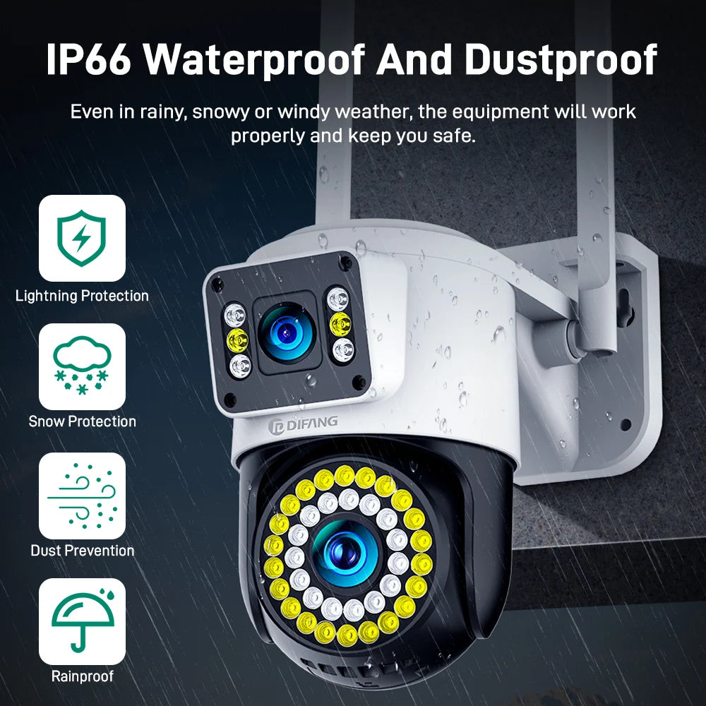4K 8MP WiFi Camera Outdoor Dual Lens Dual Screen CCTV Security Protection Ai Tracking  Street Cam Surveillance Yoosee