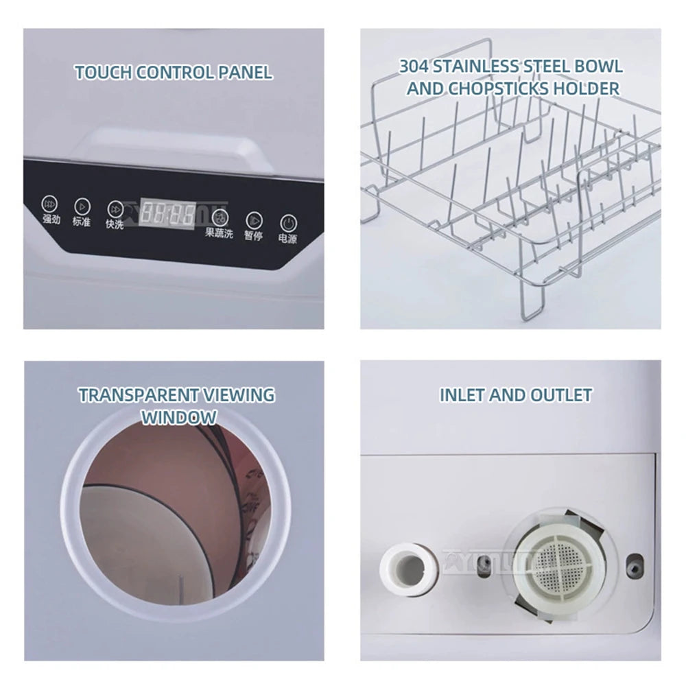 Countertop Electric Dish Washers Kitchen Dish Bowl Washing Machine Máquina Lavar Louça Portátil Small Dishwasher