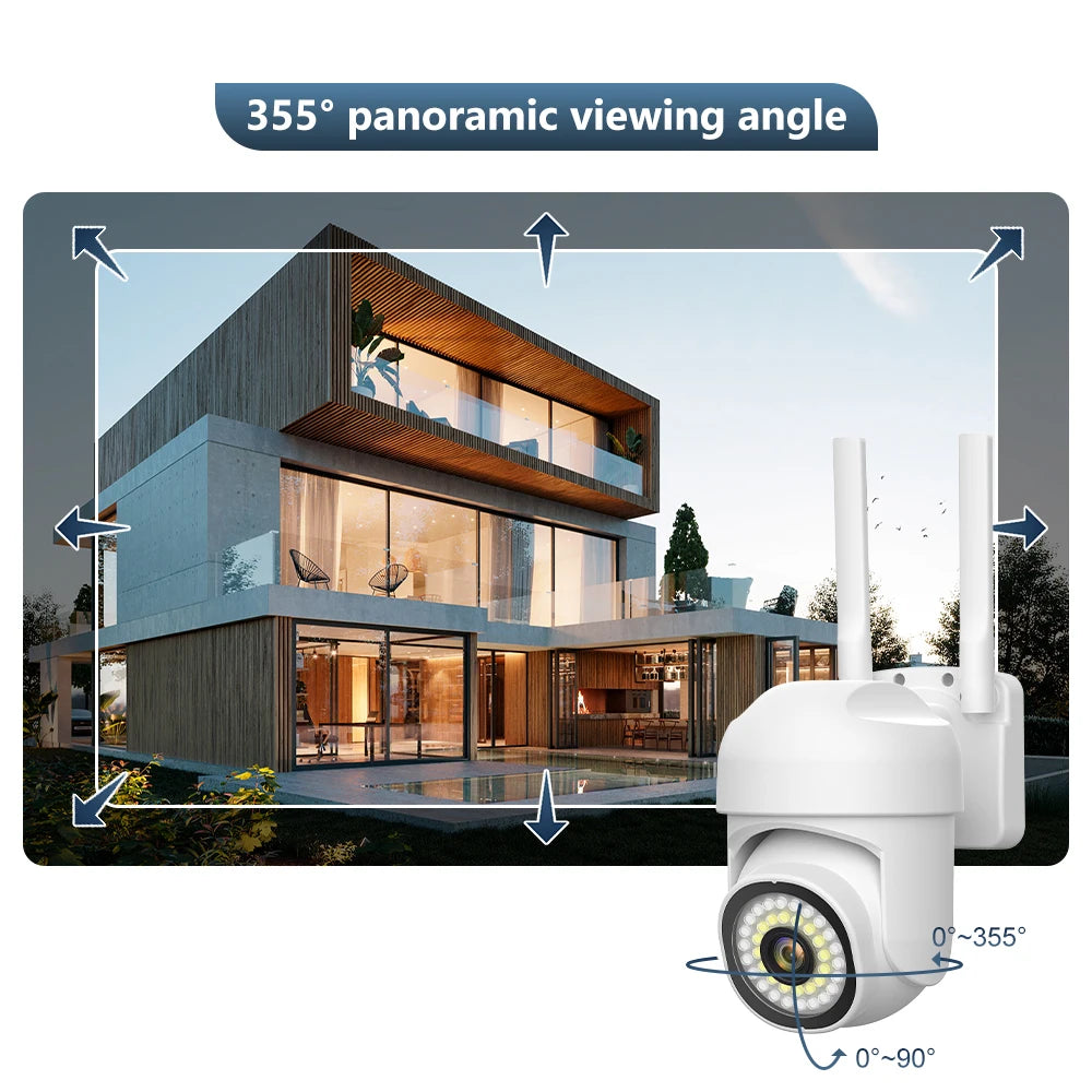 8MP 2.4G Dual Lens WIFI Camera PTZ 5X Digital Zoom 4K AI humanoid Auto Tracking Zoom Outdoor Audio CCTV Security Camera V360 PRO