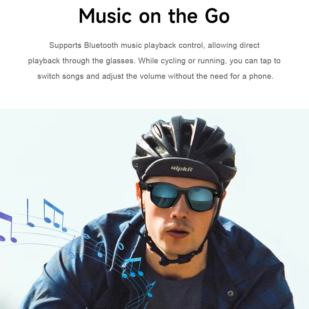 Smart Glasses AI New Bluetooth Call 1080P HD Fashion Sunglasses For Men Women Translation Camera Music Headphones Outdoor Sports