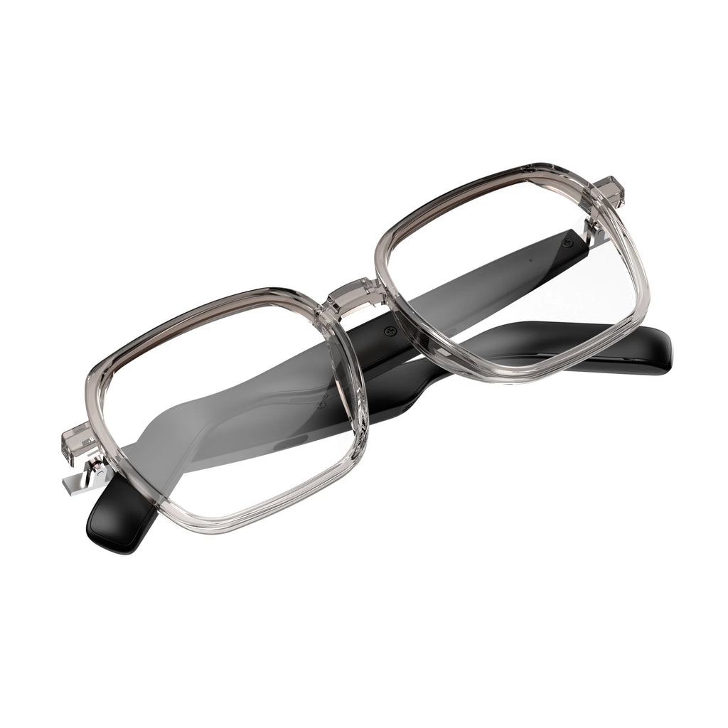 SG22 Smart Glasses, Blue Light Blocking, Fashion Transparent Frame, 8-Hour Music Playback, Unisex Daily Wear 80+80mAh Bettary