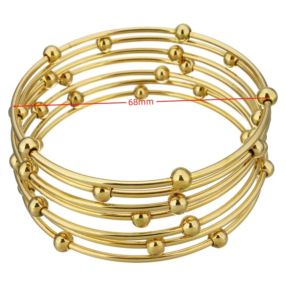 7PCs/Set New Fashion Roman style Stainless Steel Bangle gold color Lover Charm Bracelet for Women Brand Gold Wide Cuff Bangle