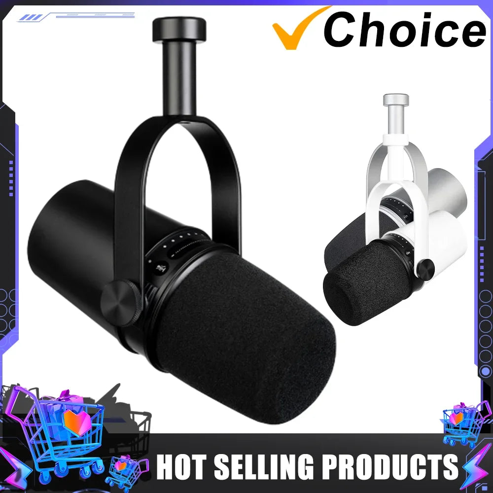 USB Full Metal USB/XLR MV7 Dynamic MIC for Professional Recording Live Streaming Built-in Headphones FOR PC SM7B Microphone