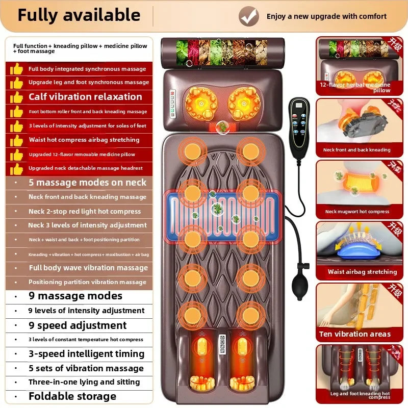 Massager shoulder cervical back waist multifunctional mattress full body automatic kneading instrument massagecushion home chair