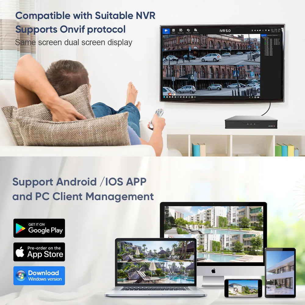 LS VISION 8MP Dual Screens WiFi Security Camera Outdoor 4K Dual Lens PTZ Onvif Auto Tracking IP66 Waterproof CCTV Cameras iCSee