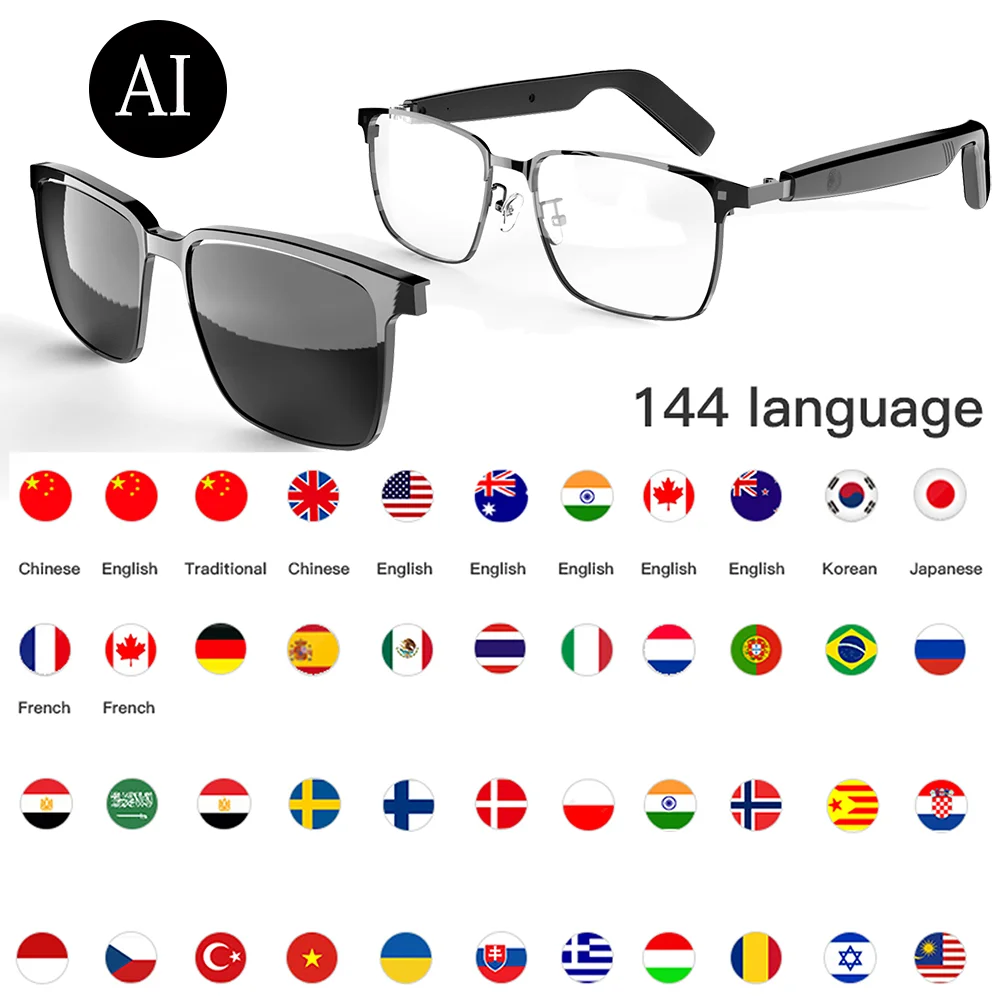 SG-20 Smart Glasses 144 Languages Online Translation Wireless Bluetooth Calling & Music Playback with Magnetic Lenses Included