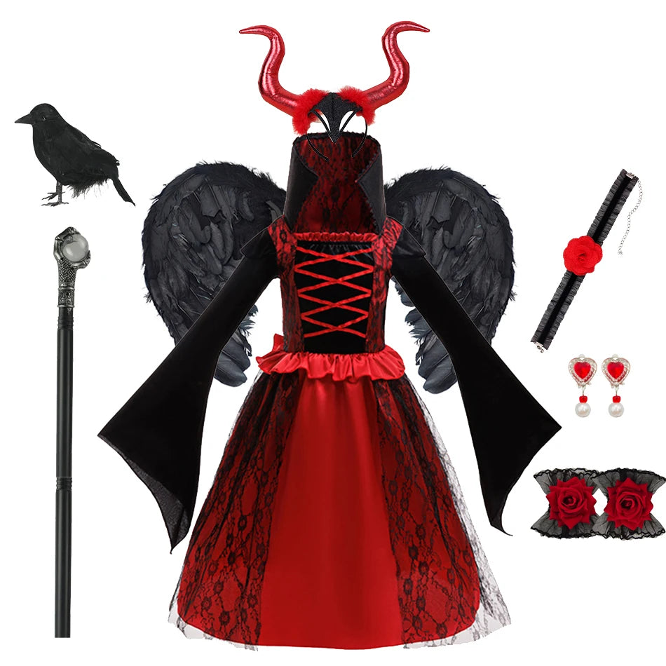 Halloween children Costumes Girls Princess Dresses Ghost Clothes Horror Vampire Cloak Performance Costumes Carnival Outfit