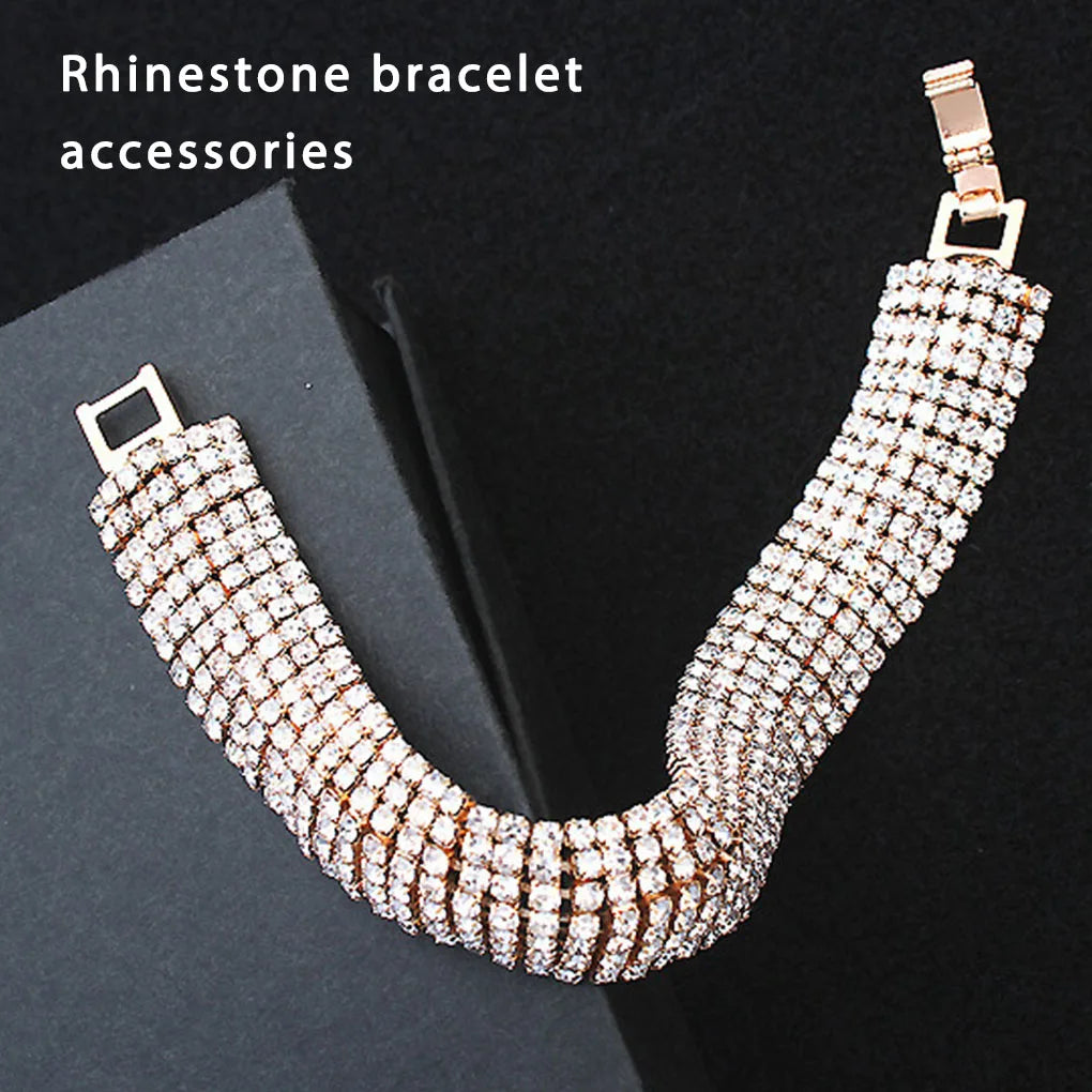 Women Simulated Crystal Bracelet 7 Row Wide Removable stretch Circle Multirow Bangle