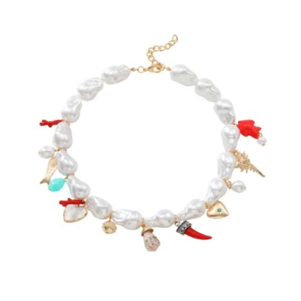 New Elegant Bohemian Pendant Necklace Adjustable Rope Faux Pearl Collarbone Chain Boho Choker Jewelry Female Fashion