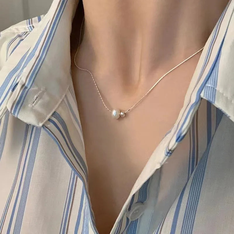 New Fashion Pearl Necklace for Girls Pearl Pendant Collarbone Chain for Women Jewelry Gift