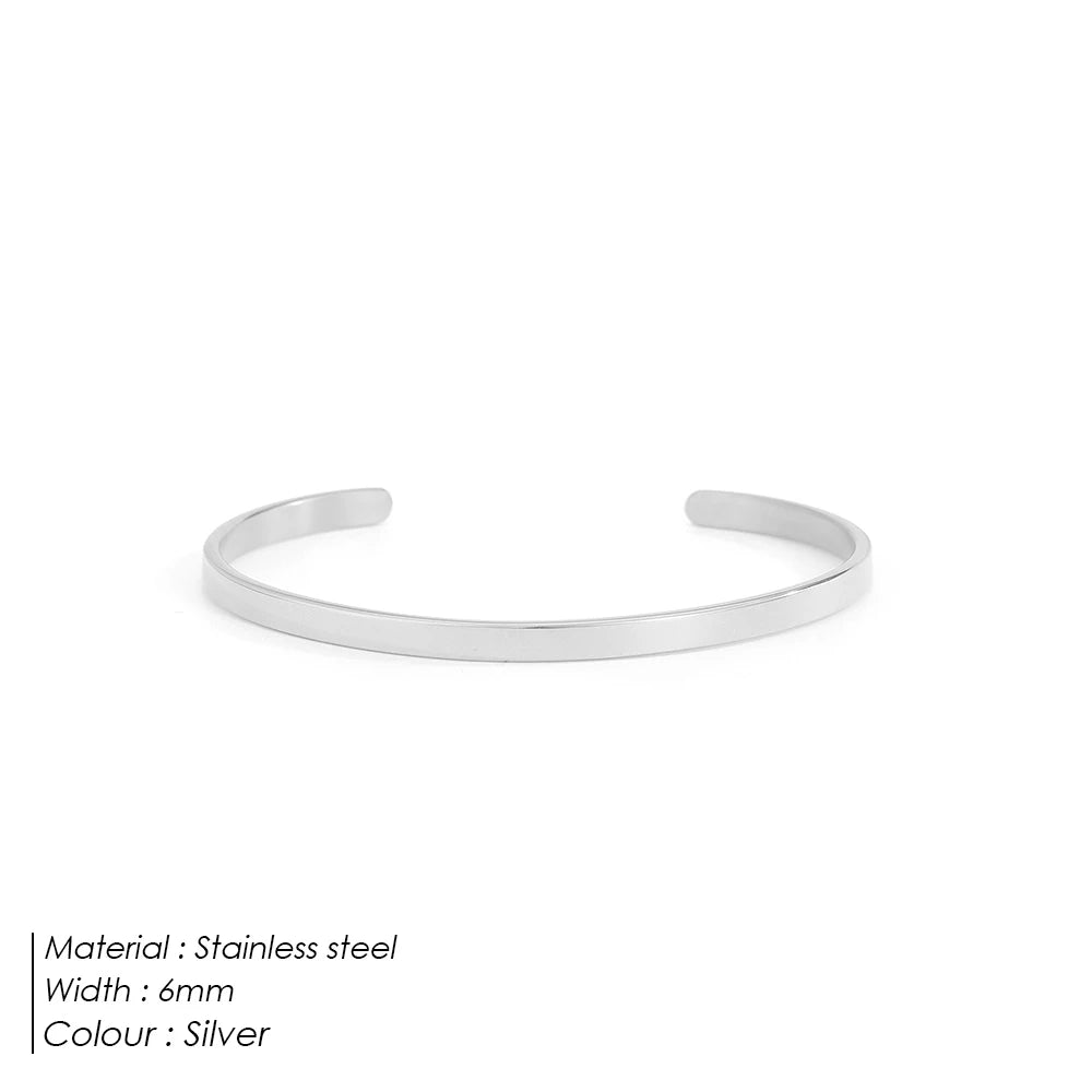 eManco 4MM 6MM Stainless Steel Gold-Plated Bracelets Simple Open Bangles Couple Accessories Gift Factory Direct