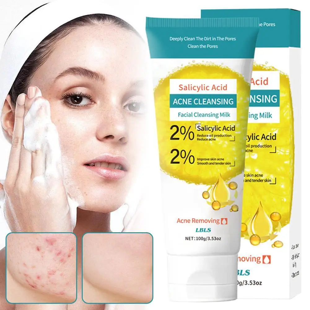 100g Salicylic Acid Facial Cleanser Face Wash Foam Products Moisturizing Cleanser Skin Hydrating Facial Face Care Cleansing D6B0