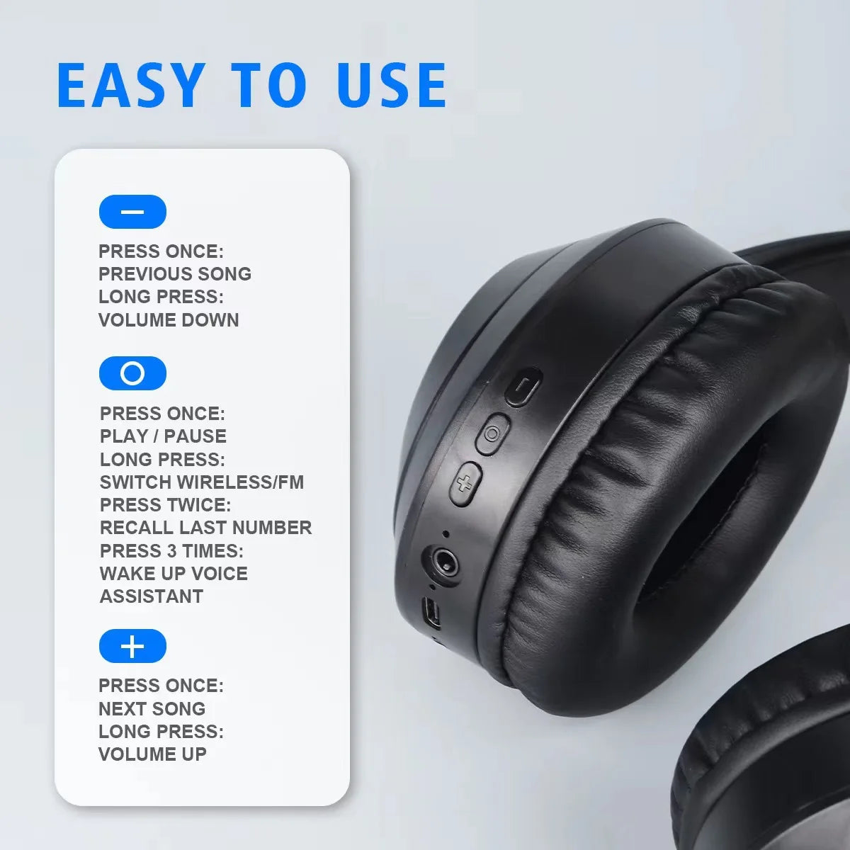 #Wireless Bluetooth 5.3 Headphones Over Ear HIFI Stereo Headsets True Sport Gamer Earphone TF/AUX Music Player with HD Mic Gifts