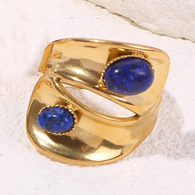 2025 New Irregular Rings For Women Girls Stainless Steel Adjustable Bohemian Natural Stone Engagement Ring Wedding Fashion Gifts