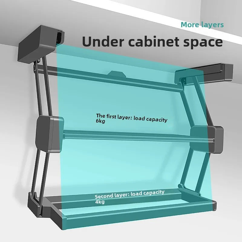 Kitchen Cabinet Lift Basket Storage Rack Condiment Dishes Pull-down Folding Kitchen Creative Home Organizer Holders Accessories