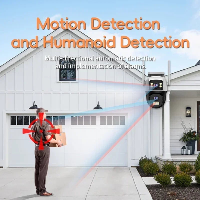 8MP 4K WIFI IP Camera PTZ Outdoor Dual Screen AI Human Detection Dual Lens Two-way Audio CCTV Video Security Camera V380 APP