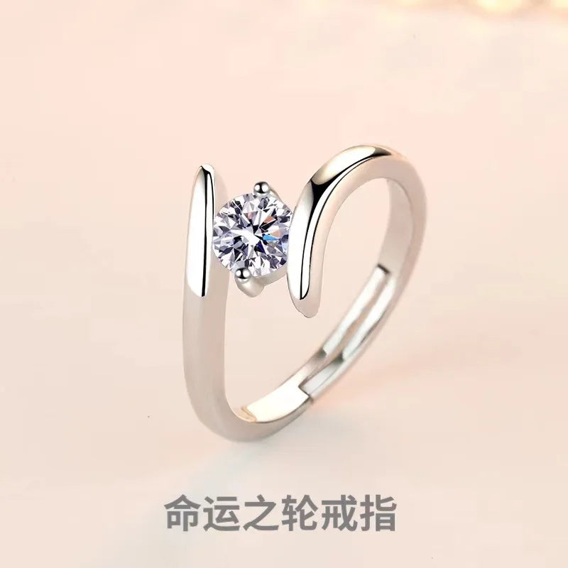 925 Sterling Silver Ring Simple Generous Zircon luxury High Quality For Women Rings Wedding Fine Jewelry Accessories Party Gift
