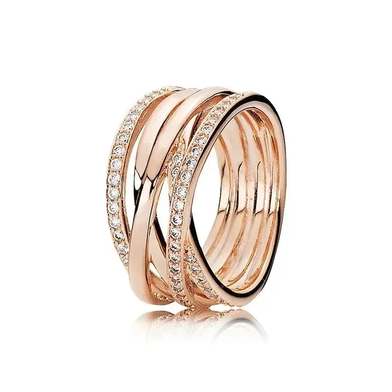2025 New 925 Sterling Silver Sophisticated Rose Gold Radiant Crown Round Heart Ring Timeless Luxury Charm Jewelry Sweet Gifts