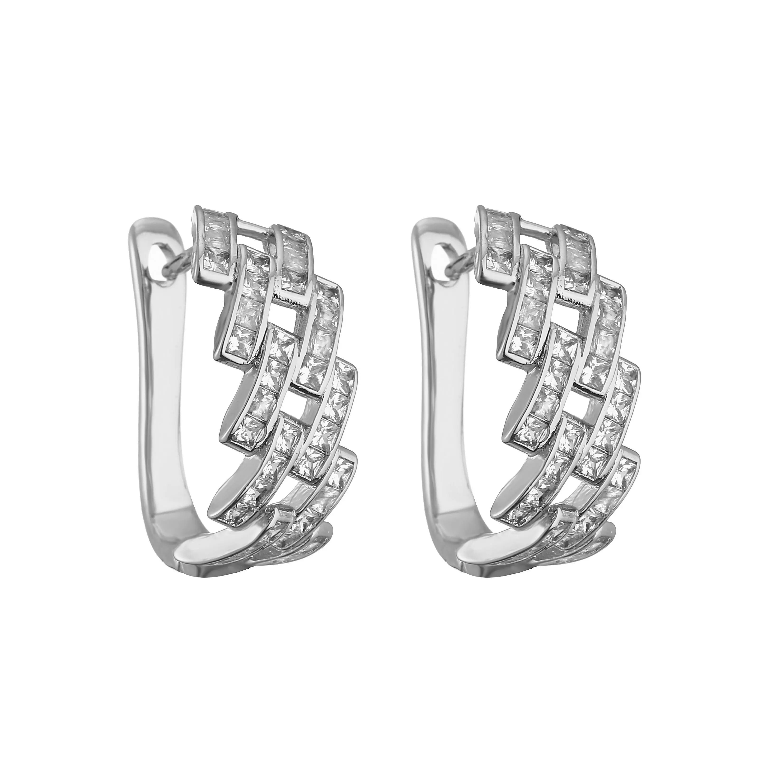 HECHENG, Top Quality Brass Zircon Earrings Bracelet Rings Jewelry Set for Women Fashion Jewelry Wholesale Fine Jewelry