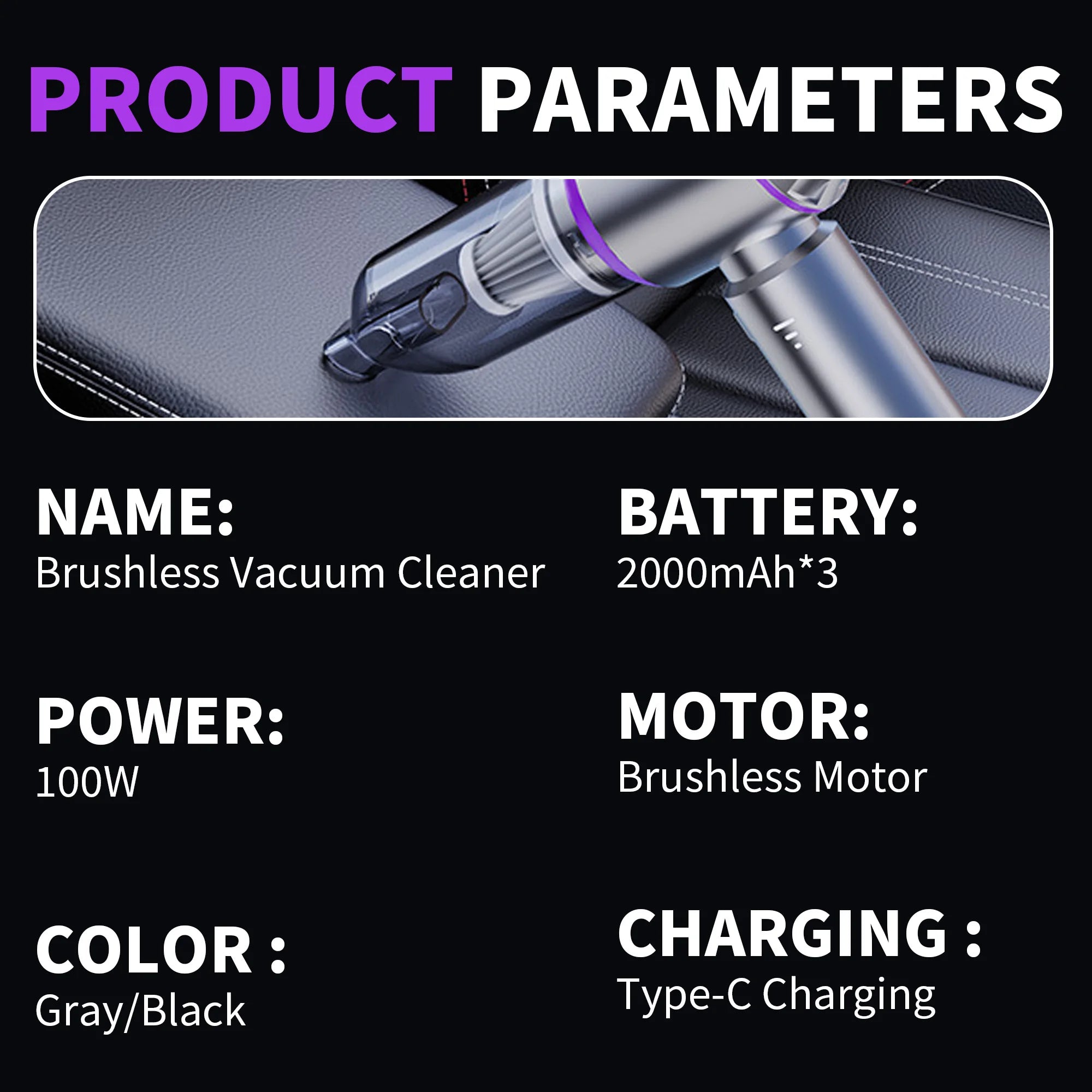 Car vacuum cleaner: multi-functional, handheld, brushless, dual-purpose, all-in-one, suitable for home use, with inflation and d