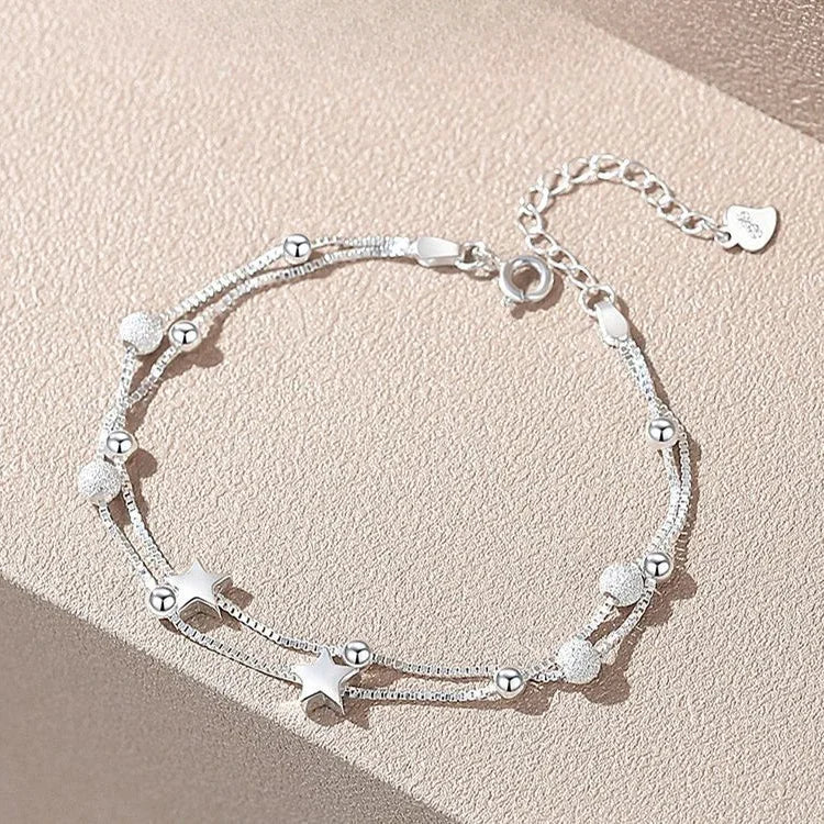 925 Sterling Silver Bracelets Woman Dreamcatcher Tassel Feather Round Bead Adjustable Charm Bracelet for Women Party Jewelry