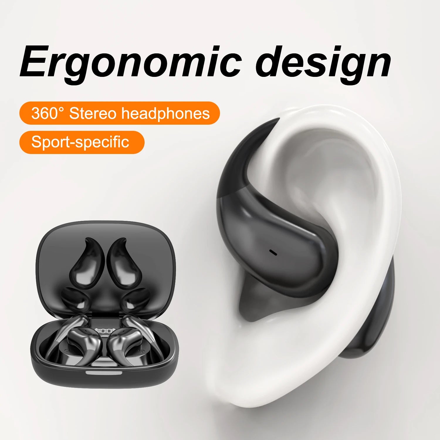 Bluetooth Wireless Headphones HiFi Music Earphones with Mic Smart Touch Noise Reduction Earhooks Waterproof Headset for Sports