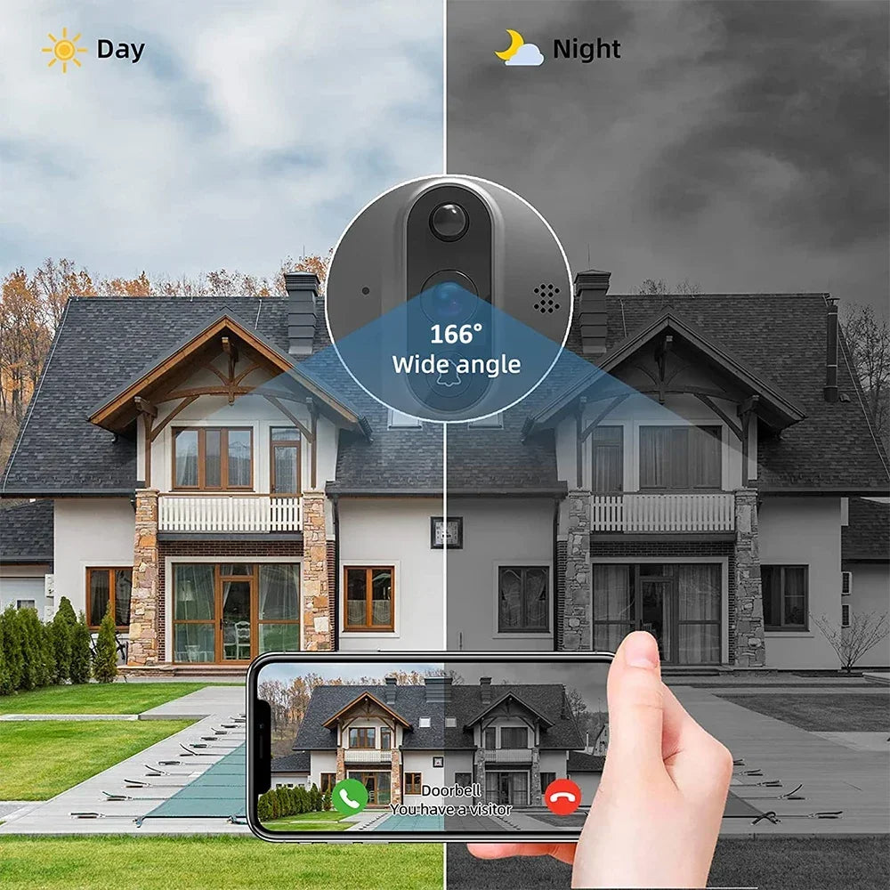 5MP Tuya Smart Life WiFi Doorbell Camera Wireless Waterproof Video Doorbell HD IR Night Vision Door Bell Family Apartment Camera