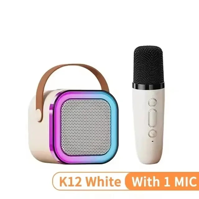 New K12 Karaoke Machine Portable Bluetooth Speaker With 1-2 Wireless Microphones HiFi Family Singing Loudspeaker Children's Gift
