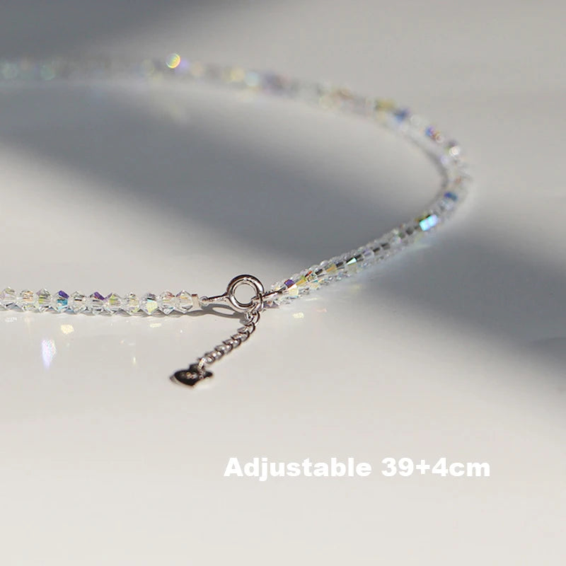Shiny Transparent White Thin Crystal Bracelet For Women Simple Refracted Colorful Light Stretch Bracelet 2022 Jewelry Party Gift