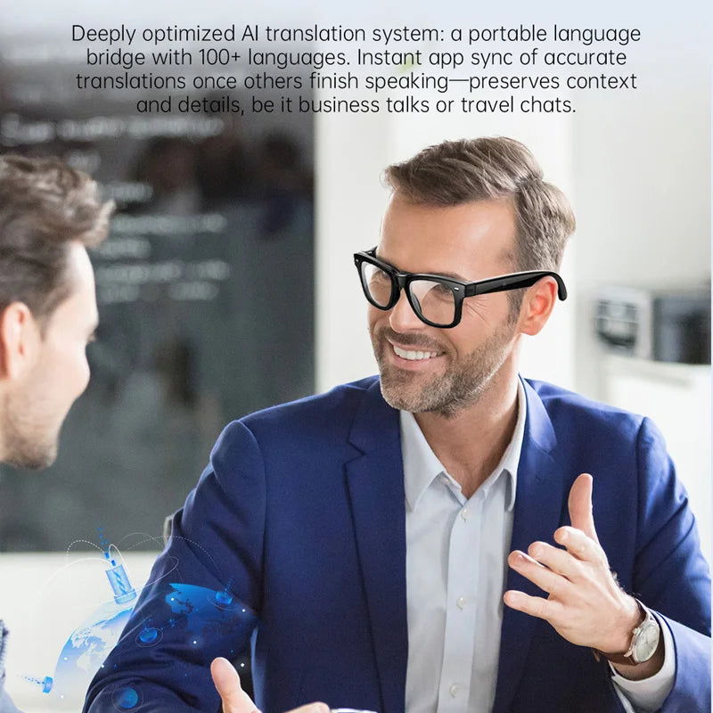 AI Smart Glasses UV Protection Translation Sunglasses With Multi Sports Modes Heart Rate Blood Oxygen Monitoring Glasses