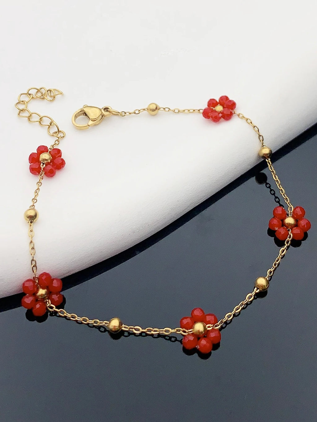 1 fashion girls new red small flower  bracelet birthday  gift Dance party Back-to-school season wedding season  Bozmian style
