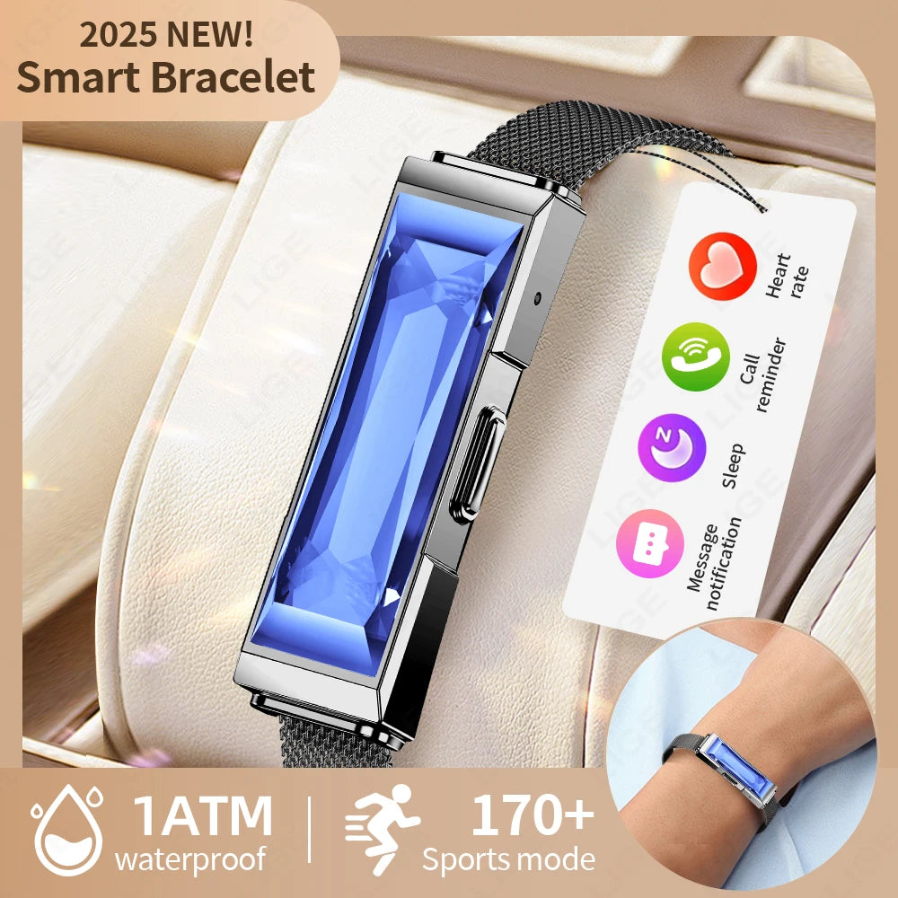 LIGE Smart Chain Bracelet For Women Bluetooth Connected APP Sports Heart Rate Blood Oxygen Sleep Monitor Ladies Smart Bracelet
