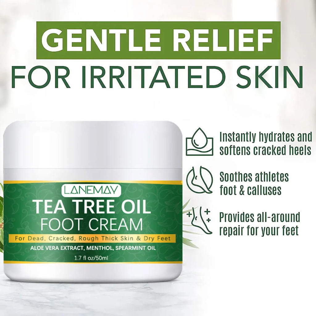 Foot moisturizer with aloe vera and tea tree oil to deeply nourish the skin, for dry and rough skin, daily hand and foot care