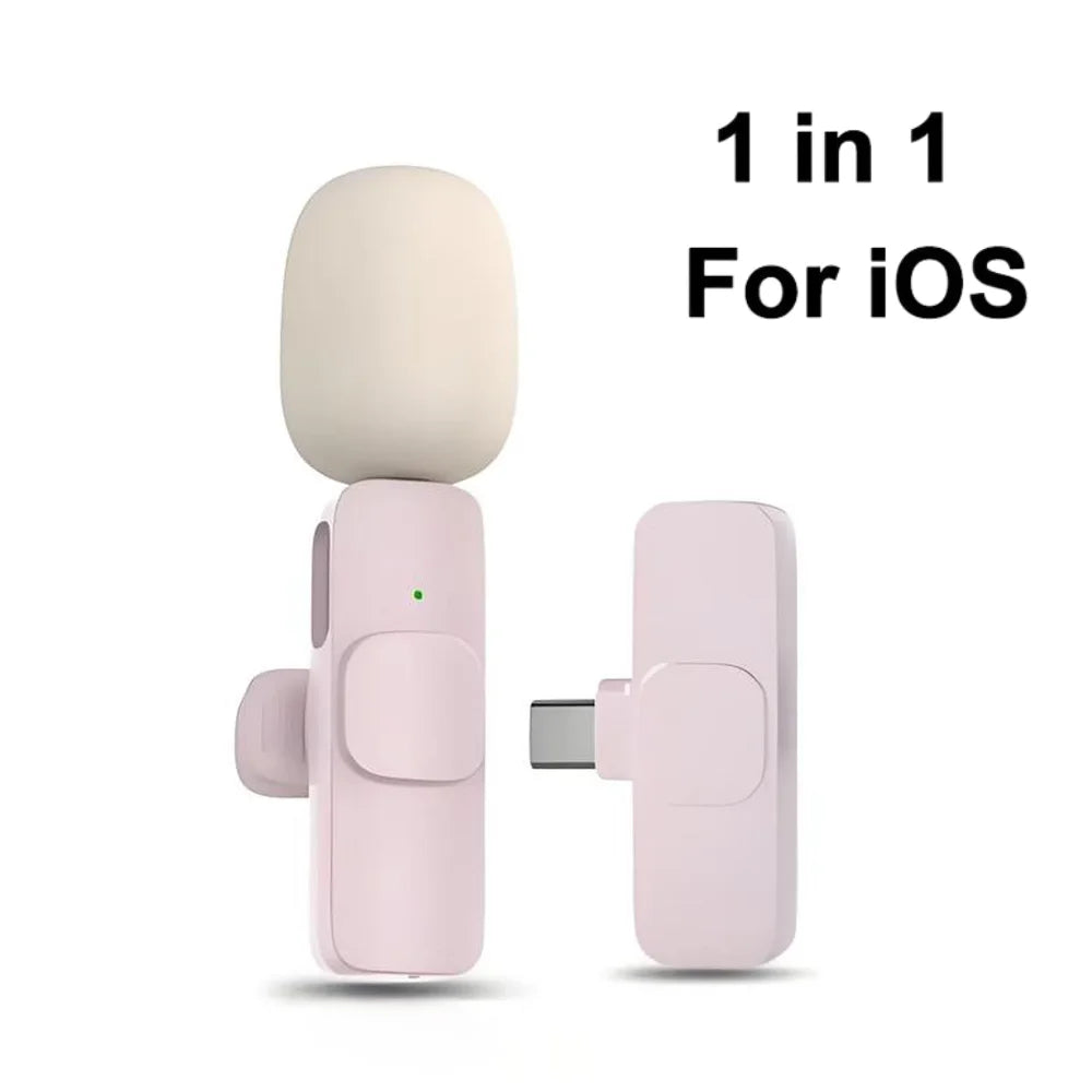 2.4G Wireless Lavalier Microphone Audio Video Recording Mini Mic For iPhone Android Live Broadcast Gaming Phone With Receiver