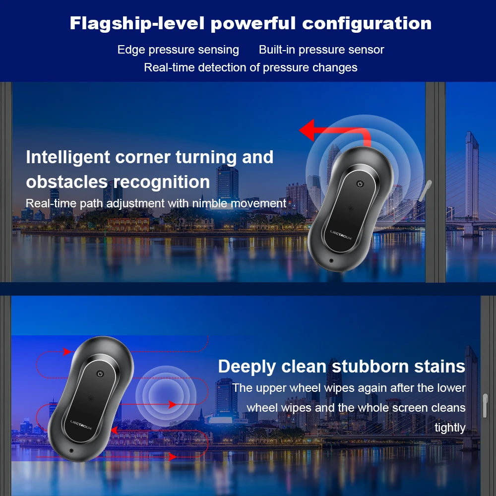Window Cleaning Robot Liectroux YW810,2-Way Water Spray,Smart Memory,Laser Sensor,Ultra-thin Robot vacuum cleaner, APP Control