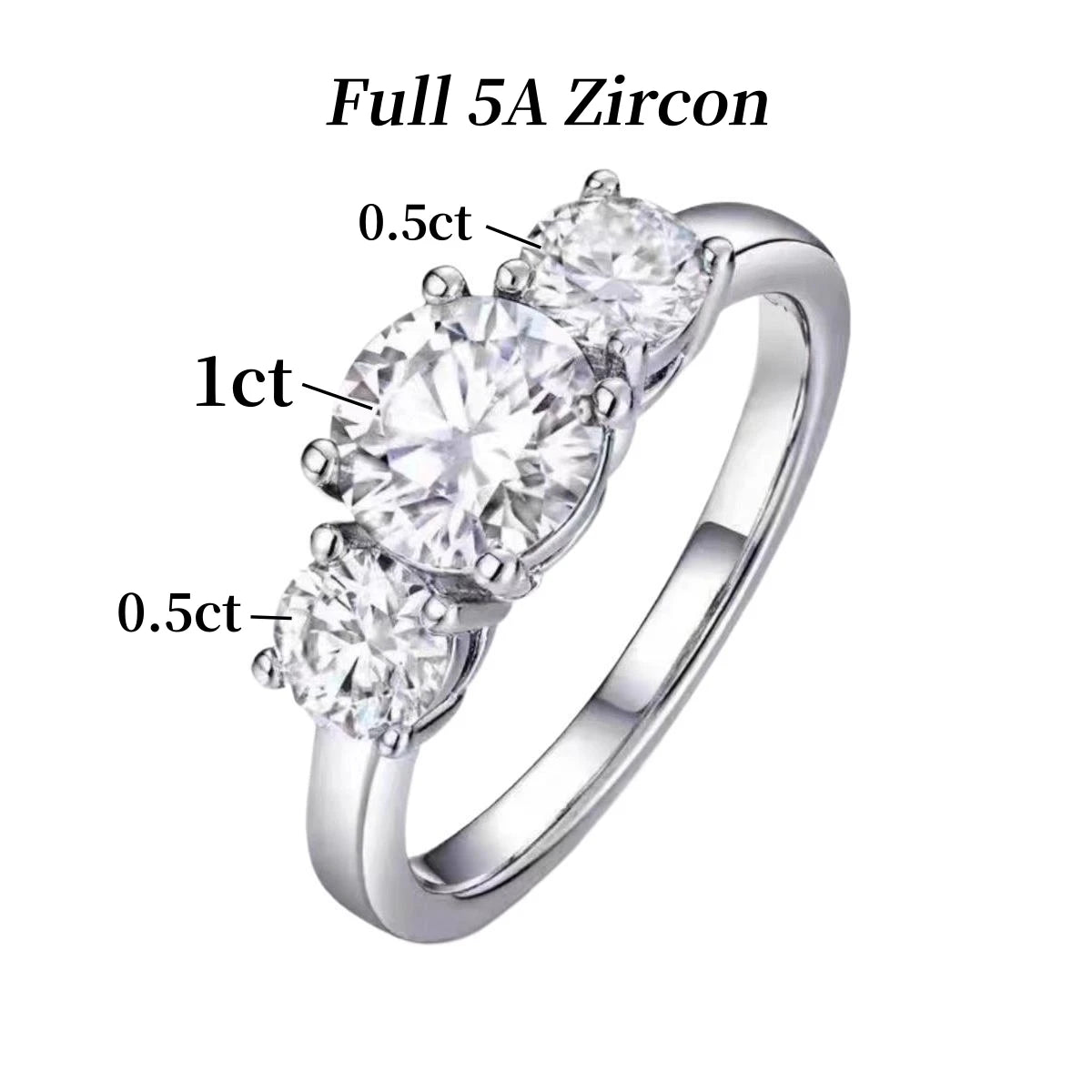 2/4CT GRA Certified Moissanite Rings 925 Sterling Silver Three Diamond Engagement Wedding Band For Women 18K Plated Fine Jewelry