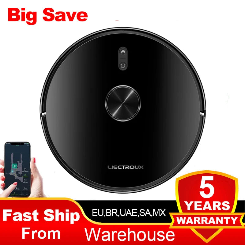 Robot Vacuum Cleaner Liectroux / LILIN X6,Laser Lidar Navigation,Wet & Dry Mopping,6.5KPa Suction,Multi-Floor Map,Carpet Boost
