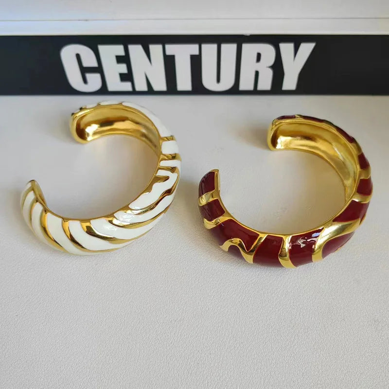 Retro Fashion High-quality Colored Enamel Gold-plated Women's Bracelet New Designer Luxury  High-quality Bangles Ring for Women
