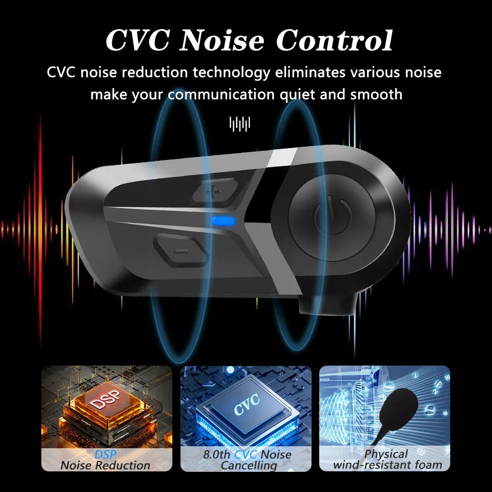 Bluetooth 5.3 wireless hands-free calling headset, motorcycle helmet music player, waterproof motorcycle helmet headset