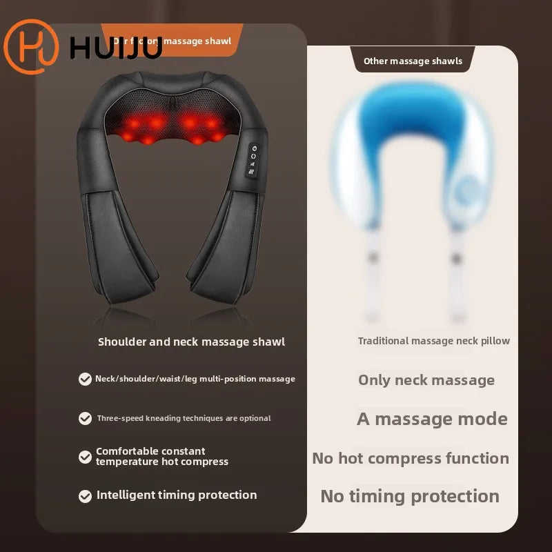 Cervical Spine Massager Massage Shawl Kneading Hot Compress Electric Household Waist Shoulder and Neck Massager