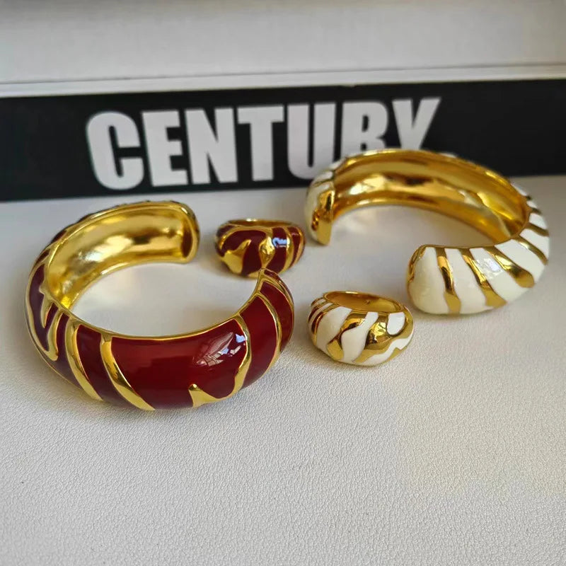Retro Fashion High-quality Colored Enamel Gold-plated Women's Bracelet New Designer Luxury  High-quality Bangles Ring for Women