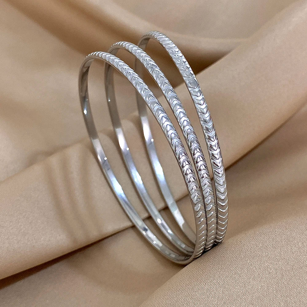 3Pcs/set Twisted Bangle Bracelet Stainless Steel Bracelet for Women Men Jewelry Minimalist Cuff Stackable Waterproof Jewelry